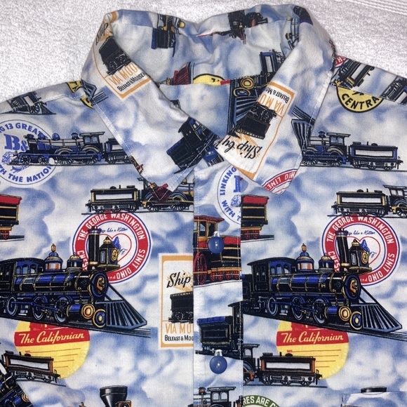 Maxx boxer train engine locomotive button down long sleeve size medium - Picture 2 of 8